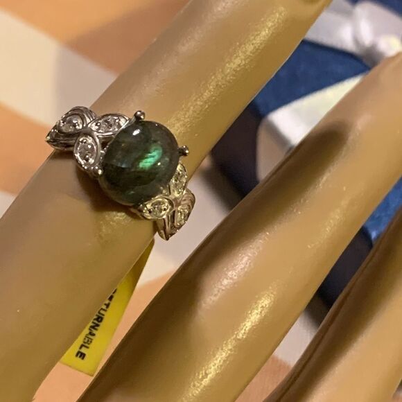 Labradorite Diamond Sterling Silver Gemstone Ring - Picture 12 of 15